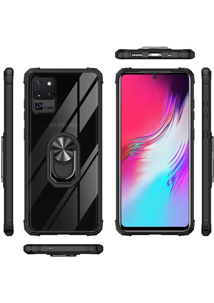 - Samsung Galaxy S20 Ultra - Kılıf Yüzüklü Arkası Şeffaf Koruyucu Mola Kapak - Kırmızı - T12930 modelleri