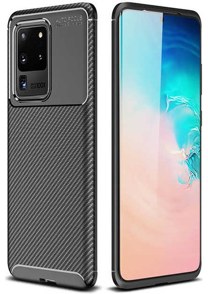 - Samsung Galaxy S20 Ultra - Kılıf Auto Focus Karbon Negro Silikon Kapak - Kahverengi - T11776 fiyatları