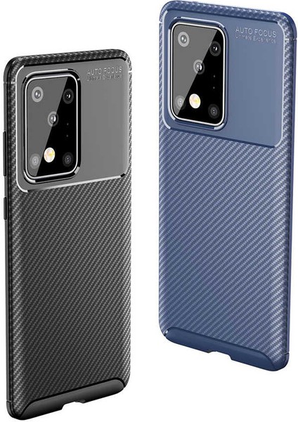 - Samsung Galaxy S20 Ultra - Kılıf Auto Focus Karbon Negro Silikon Kapak - Kahverengi - T11776 modelleri