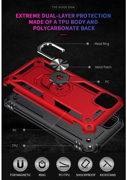 - Huawei Y5P - Kılıf Yüzüklü Zırh Tank Vega Kapak - Siyah - T14368 fırsatları