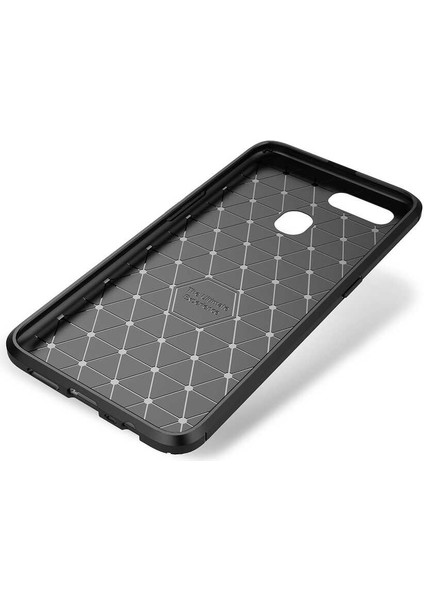 - Oppo A7X - Kılıf Auto Focus Karbon Negro Silikon Kapak - Kahverengi