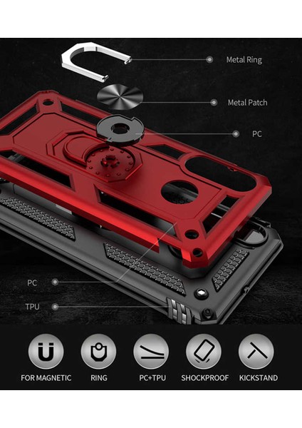 - Huawei P30 Lite - Kılıf Yüzüklü Zırh Tank Vega Kapak - Gold - T8270 fırsatları