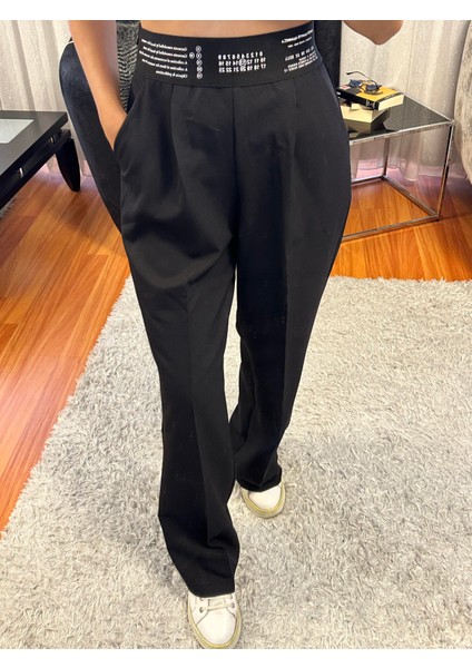 Lastik Detaylı Pantolon Siyah