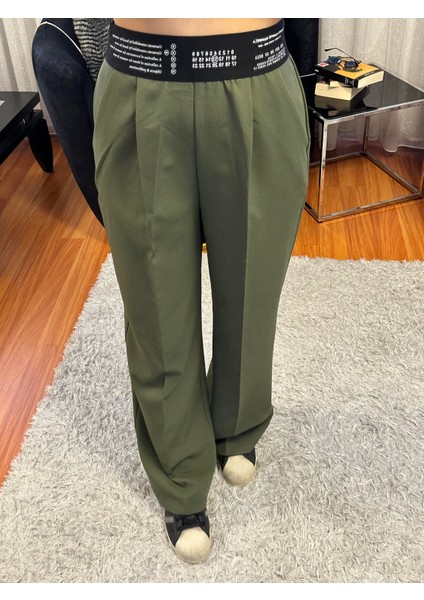 Lastik Detaylı Pantolon Haki