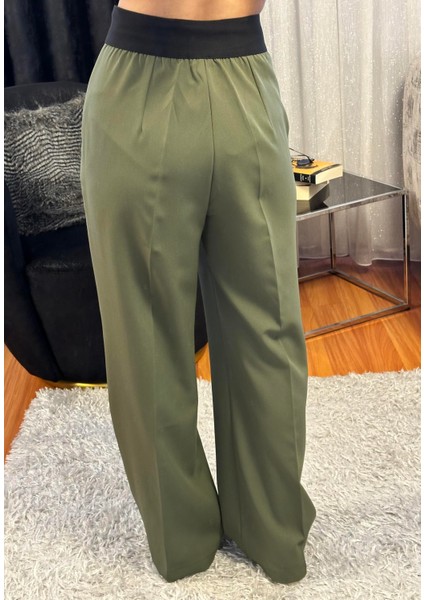 Lastik Detaylı Pantolon Haki