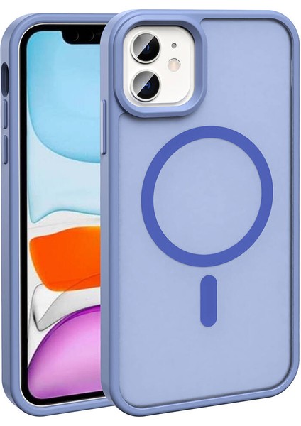 - Apple iPhone 12 Pro - Kılıf Magsafe Şarj Özellikli Mat Arka Yüzey Sio Kapak - Lila - T32364