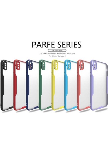 - Apple iPhone XS Max 6.5 - Kılıf Kenarı Renkli Arkası Şeffaf Parfe Kapak - Mor