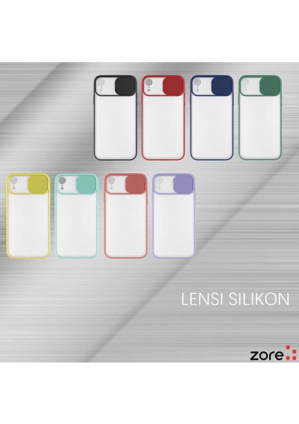 - Apple iPhone XR 6.1 - Kılıf Slayt Sürgülü Arkası Buzlu Lensi Kapak - Kırmızı