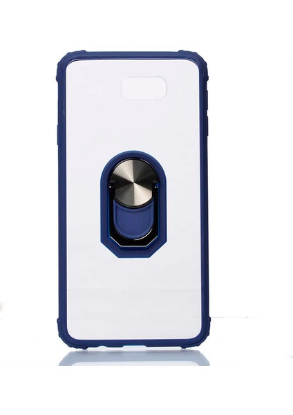 - Samsung Galaxy J7 Prime - Kılıf Yüzüklü Arkası Şeffaf Koruyucu Mola Kapak - Lacivert - T12965