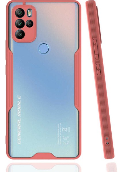 - General Mobile GM 21 Pro - Kılıf Kenarı Renkli Arkası Şeffaf Parfe Kapak - Pembe - T19188
