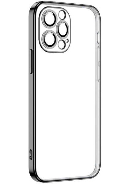 - iPhone 13 Pro Max - Kılıf Arkası Şeffaf Kenarları Renkli Krep Kapak
