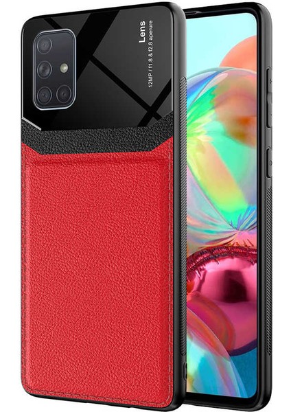 - Samsung Galaxy A71 - Kılıf Deri Görünümlü Parlak Mika Tasarımlı Emiks Kapak - Siyah - T17593 fiyatları