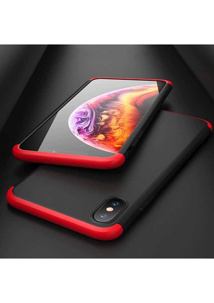 - Apple iPhone XS Max 6.5 - Kılıf Parmak izi Yapmayan 3 Parça Ays Kapak - Mavi