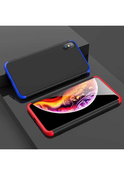 - Apple iPhone XS Max 6.5 - Kılıf Parmak izi Yapmayan 3 Parça Ays Kapak - Mavi