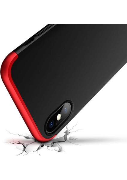 - Apple iPhone XS Max 6.5 - Kılıf Parmak izi Yapmayan 3 Parça Ays Kapak - Mavi