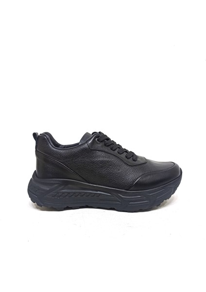 Siyah Deri Erkek Sneaker Ayakkabı