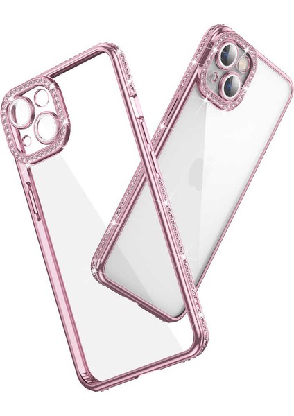 - Apple iPhone 13 - Kılıf Kamera Korumalı Taşlı Mina Kapak - Mavi - T23559 modelleri