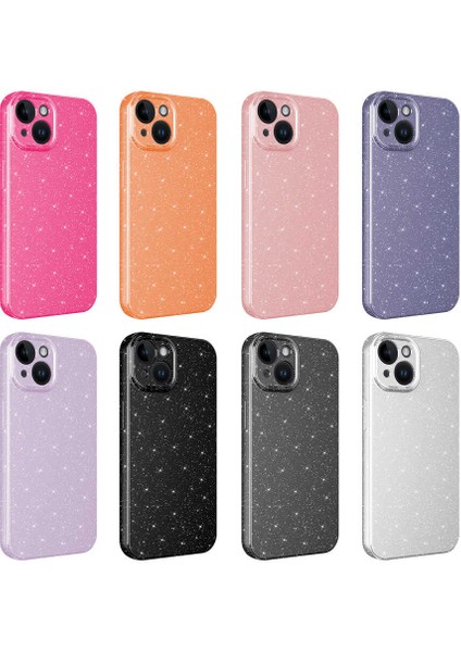 - Apple iPhone 13 - Kılıf Kamera Korumalı Simli Lüks Koton Kapak - Pembe