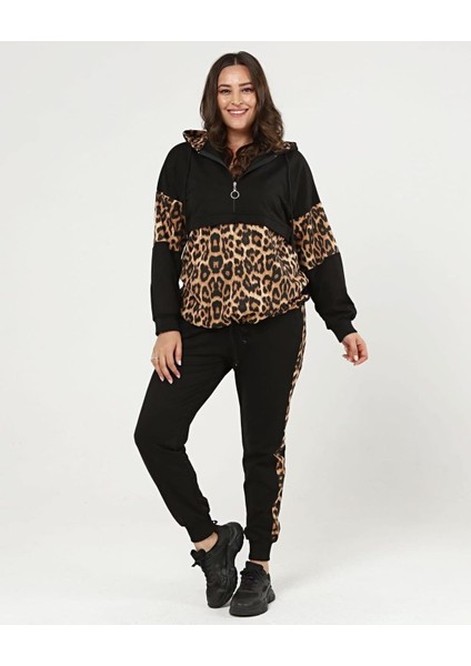 Kadın Oversıze Leopar Desenli Eşofman Takımı fiyatları