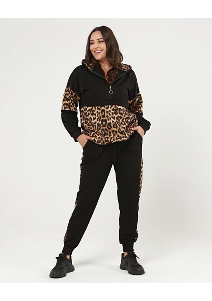 Kadın Oversıze Leopar Desenli Eşofman Takımı modelleri