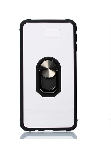 - Samsung Galaxy J7 Prime - Kılıf Yüzüklü Arkası Şeffaf Koruyucu Mola Kapak - Siyah - T12965