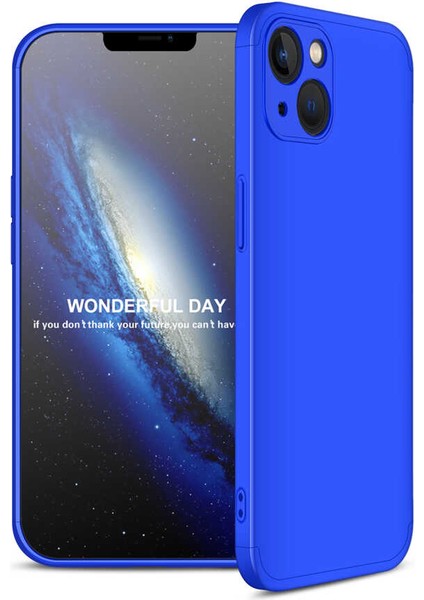 - Apple iPhone 13 Mini - Kılıf Parmak izi Yapmayan 3 Parça Ays Kapak - Mavi - T19608