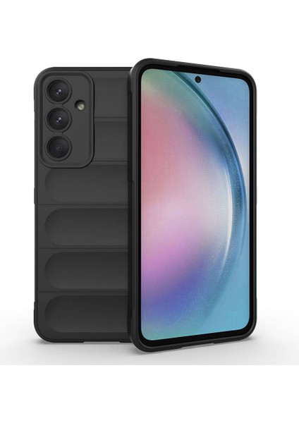 - Samsung Galaxy A55 - Kılıf Esnek TPU Oyuklu Arka Yüzey Tasarımlı Etnik Silikon Kapak - Siyah - T32596