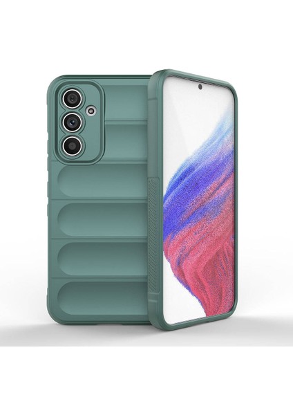 - Samsung Galaxy A54 - Kılıf Esnek TPU Oyuklu Arka Yüzey Tasarımlı Etnik Silikon Kapak - Koyu Yeşil - T32595