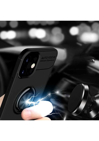 - iPhone 12 - Kılıf Yüzüklü Auto Focus Ravel Karbon Silikon Kapak