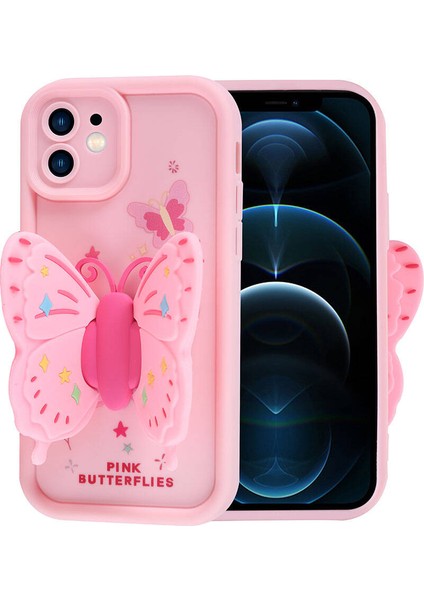 - iPhone 12 - Kılıf Kamera Korumalı Figür Tasarımlı Kapya Kapak - Pembe Açık modelleri