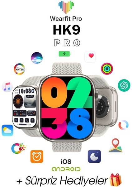 Hk9 Pro Akıllı Saat 45MM Amoled Ekran Akıllı Kol Saati