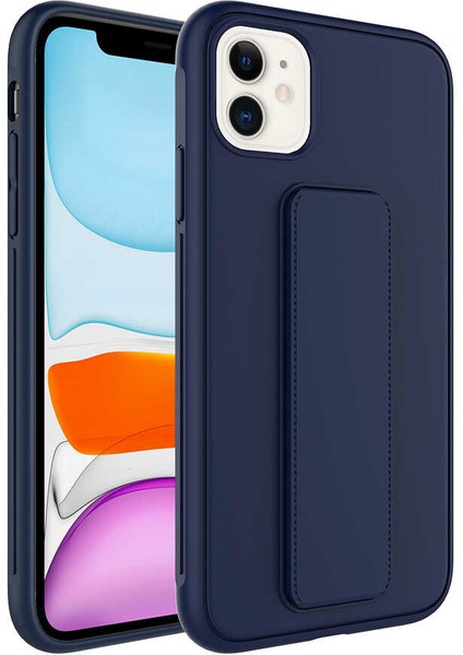 - Apple iPhone 12 - Kılıf Mat Koruyucu El Tutacaklı Stand Olabilen Qstand Kapak - Kırmızı
