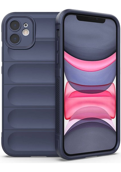 - Apple iPhone 11 - Kılıf Esnek TPU Oyuklu Arka Yüzey Tasarımlı Etnik Silikon Kapak - Lacivert - T32581