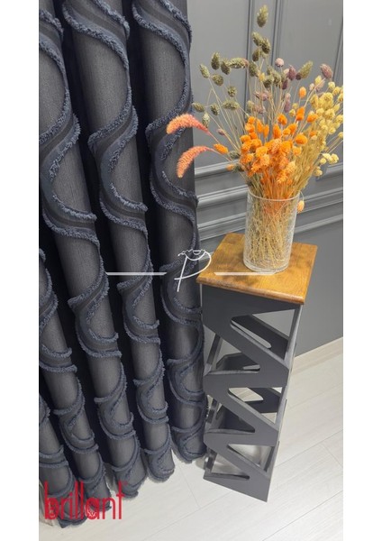 Fon Perde Brillant Marka Tanjant Püsküllü Fon Pufy Nilda Antrsit fiyatları