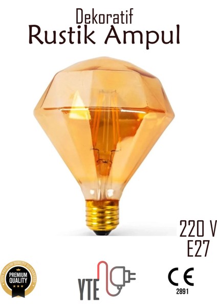 Vintage Filament Rustik E27 220V 2200K Prizmatik Edison Ampul 4W FL95