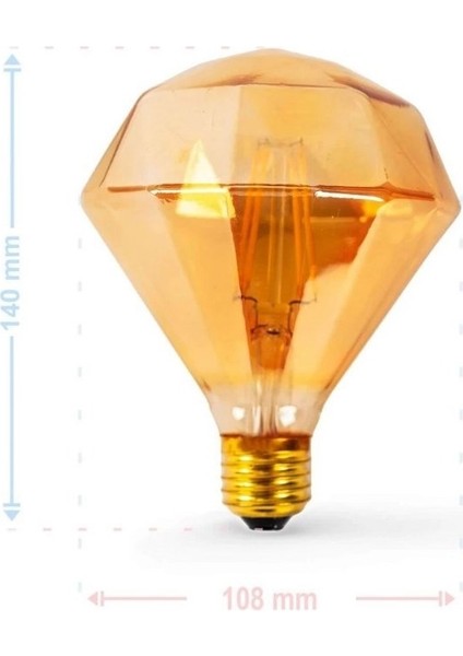 Vintage Filament Rustik E27 220V 2200K Prizmatik Edison Ampul 4W FL95