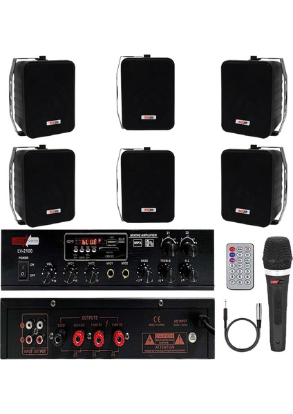 Black Soft Paket-4 Hoparlör Anfi Mikrofon Mağaza Ses Sistemi