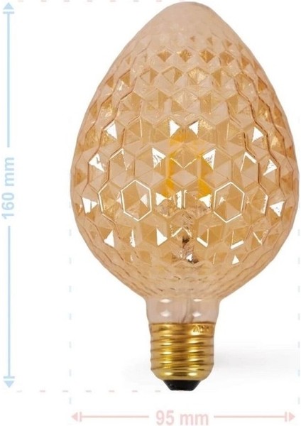 Vintage LED Filament Rustik E27 220V 2200K Kozalak Ampul 4W G95