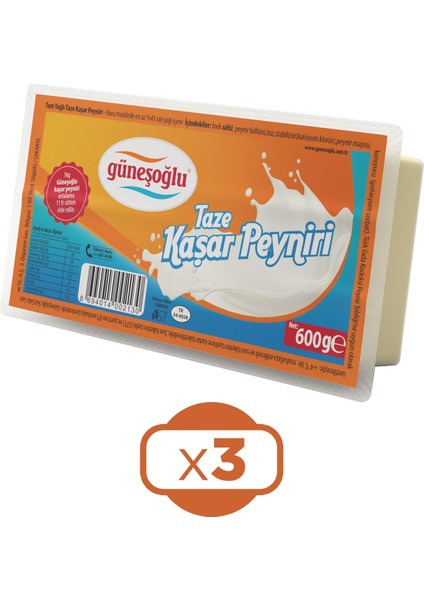 Kaşar Peyniri 600 gr x 3 Adet