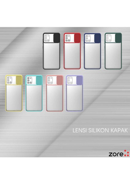 - Samsung Galaxy A31 - Kılıf Slayt Sürgülü Arkası Buzlu Lensi Kapak - Koyu Yeşil - T15440 modelleri