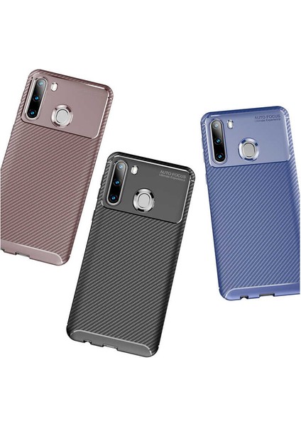 - Samsung Galaxy A21 - Kılıf Auto Focus Karbon Negro Silikon Kapak - Siyah - T12865 modelleri