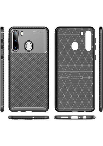 - Samsung Galaxy A21 - Kılıf Auto Focus Karbon Negro Silikon Kapak - Siyah - T12865 fırsatları