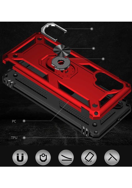 - Samsung Galaxy A32 4G - Kılıf Yüzüklü Zırh Tank Vega Kapak - Kırmızı - T17105 indirimleri