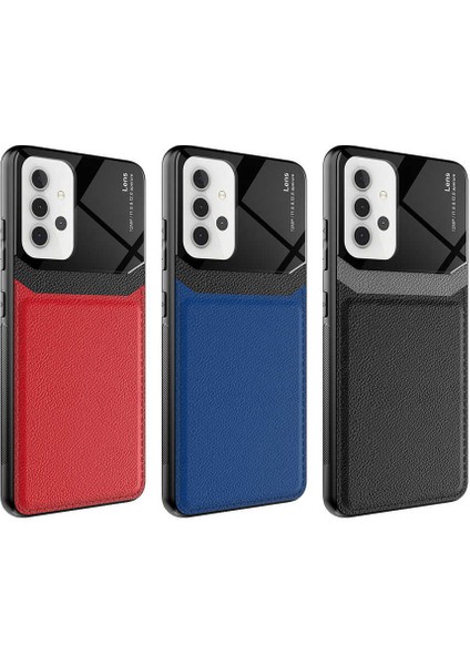 - Samsung Galaxy A32 4G - Kılıf Deri Görünümlü Parlak Mika Tasarımlı Emiks Kapak - Lacivert - T17591 modelleri