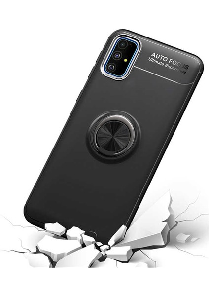 - Galaxy A51 - Kılıf Yüzüklü Auto Focus Ravel Karbon Silikon Kapak
