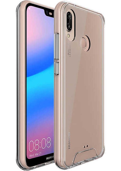 Huawei P20 Lite Kılıf Şeffaf Sert Koruyucu Gard Silikon