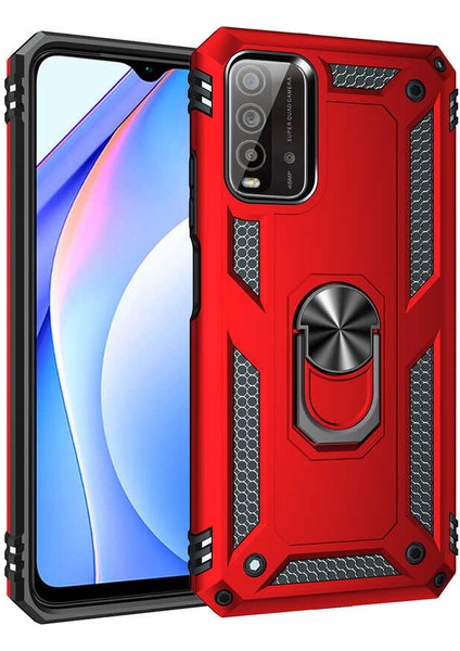 Xiaomi Redmi 9t Kılıf Yüzüklü Zırh Tank Vega Kapak Rose Gold