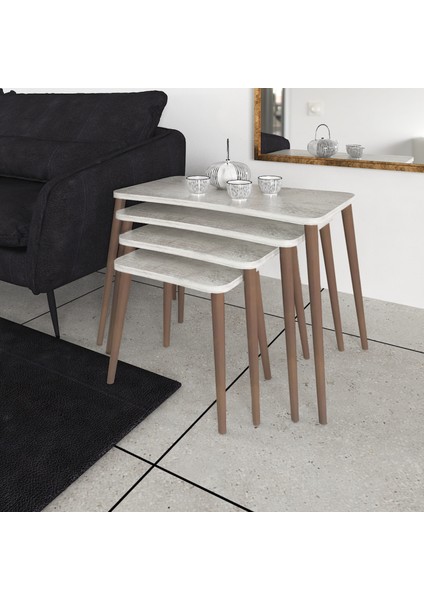 Selena 4lü Zigon Sehpa Ahşap Ayaklı Salon Seti Çay Sehpası Kristal fiyatları