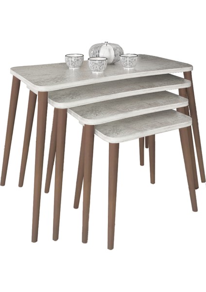 Selena 4lü Zigon Sehpa Ahşap Ayaklı Salon Seti Çay Sehpası Kristal fırsatları