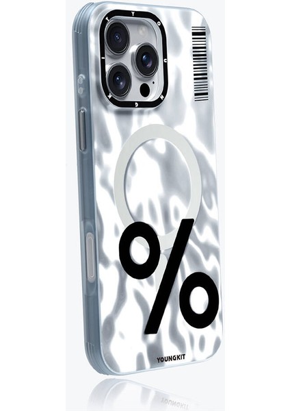 iPhone 16 Pro Max Uyumlu Kılıf Magsafe Şarj Özellikli Youngkit Mathematical Serisi Kapak Gümüş indirimleri